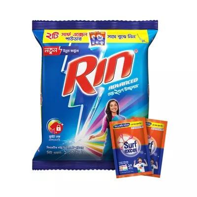 Rin Advanced Detergent Powder (Free Surf Excel Powder 50 gm & 20 gm)